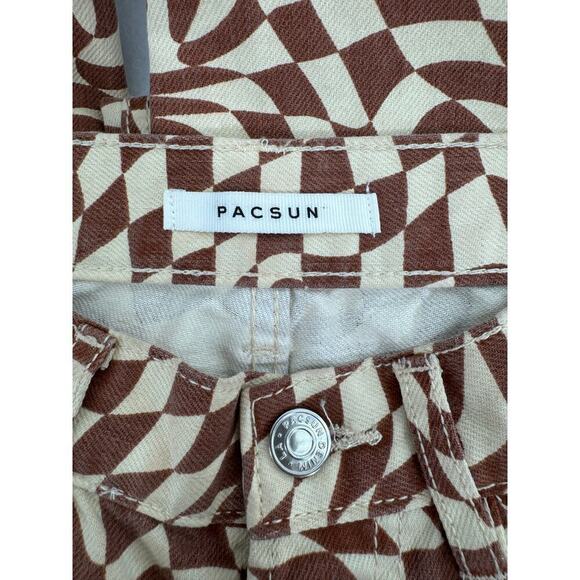 Rare PacSun Eco Trippy Checker Ultra High Waisted Slim Fit size 24 brown cream - Picture 3 of 8